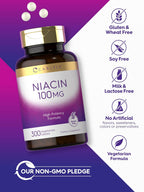 Carlyle Niacina 100mg | 300 Comprimidos Vegetarianos | Sin Gluten, No OGM | Alta Potencia