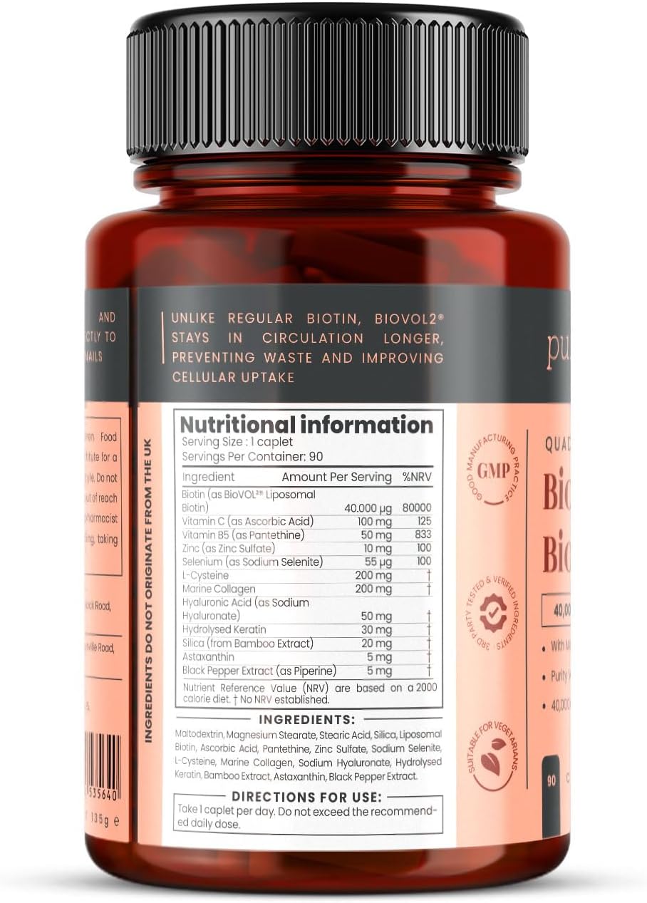 pureclinica Biotina 400% Potencia 40.000mcg 90 Caplets