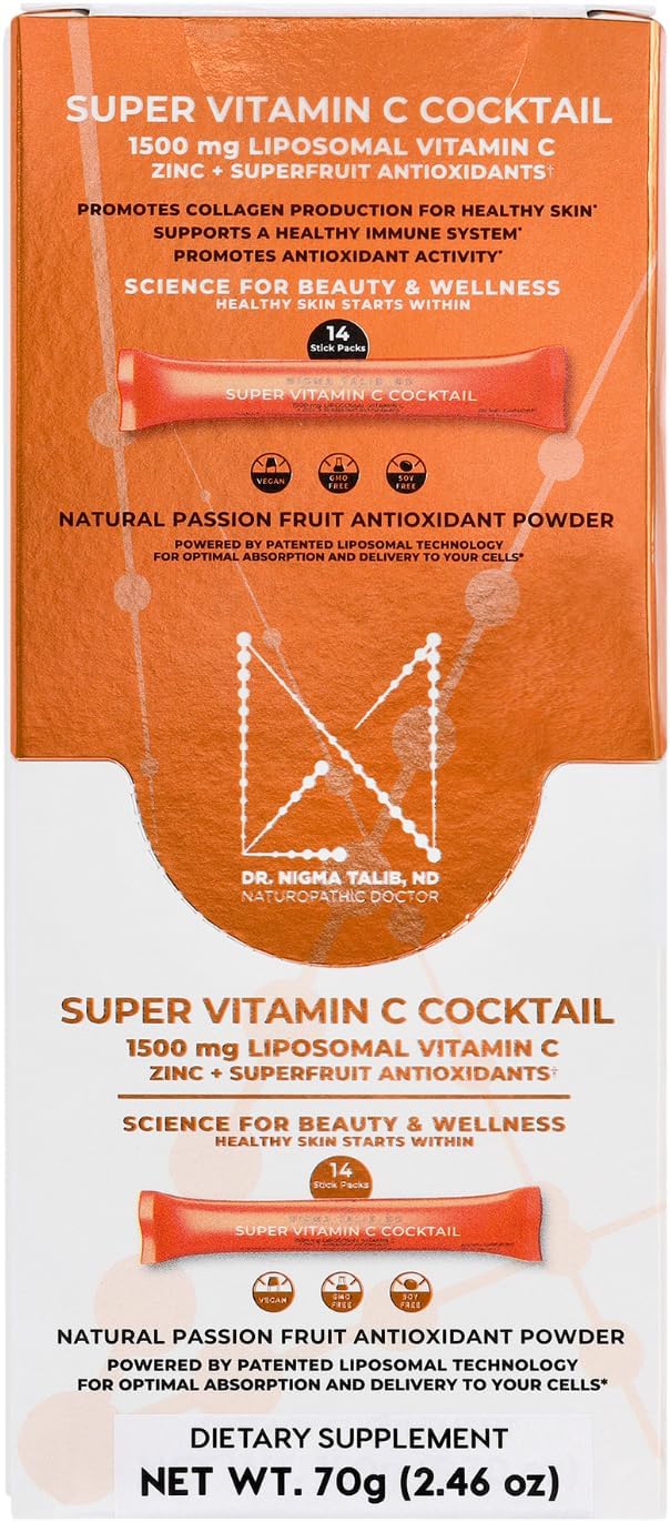 DR. NIGMA Super Vitamin C Cocktail Powder - Cóctel de Vitamina C, 14 Sobres (70g)