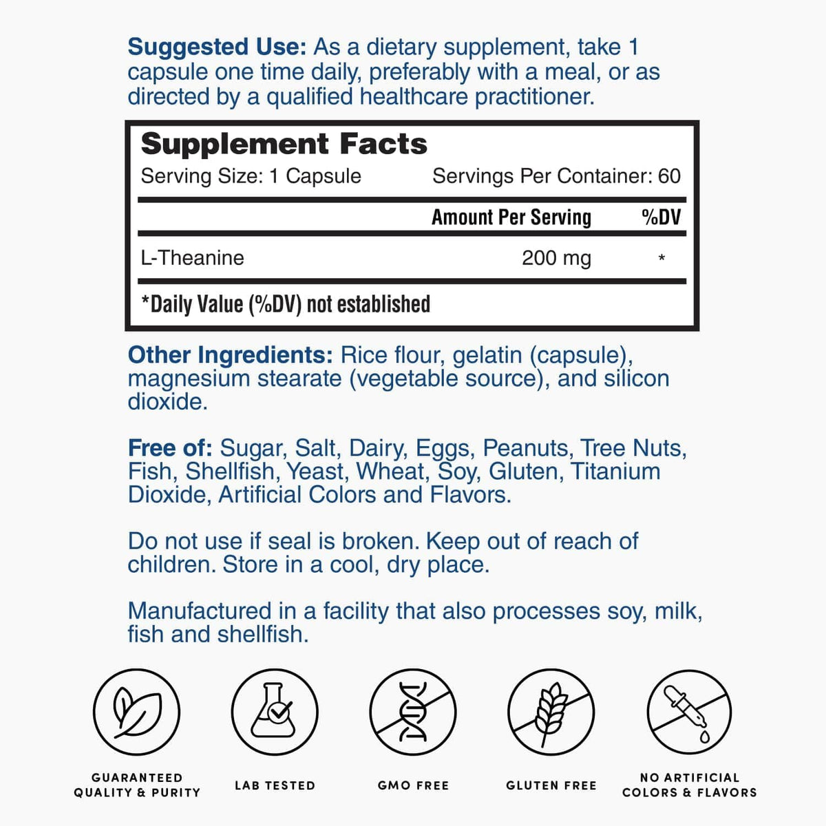 Nature's Lab L-Teanina, 200 mg - 60 Cápsulas – Cápsulas fáciles de tragar: Diseñadas para una ingesta cómoda y – Image 4
