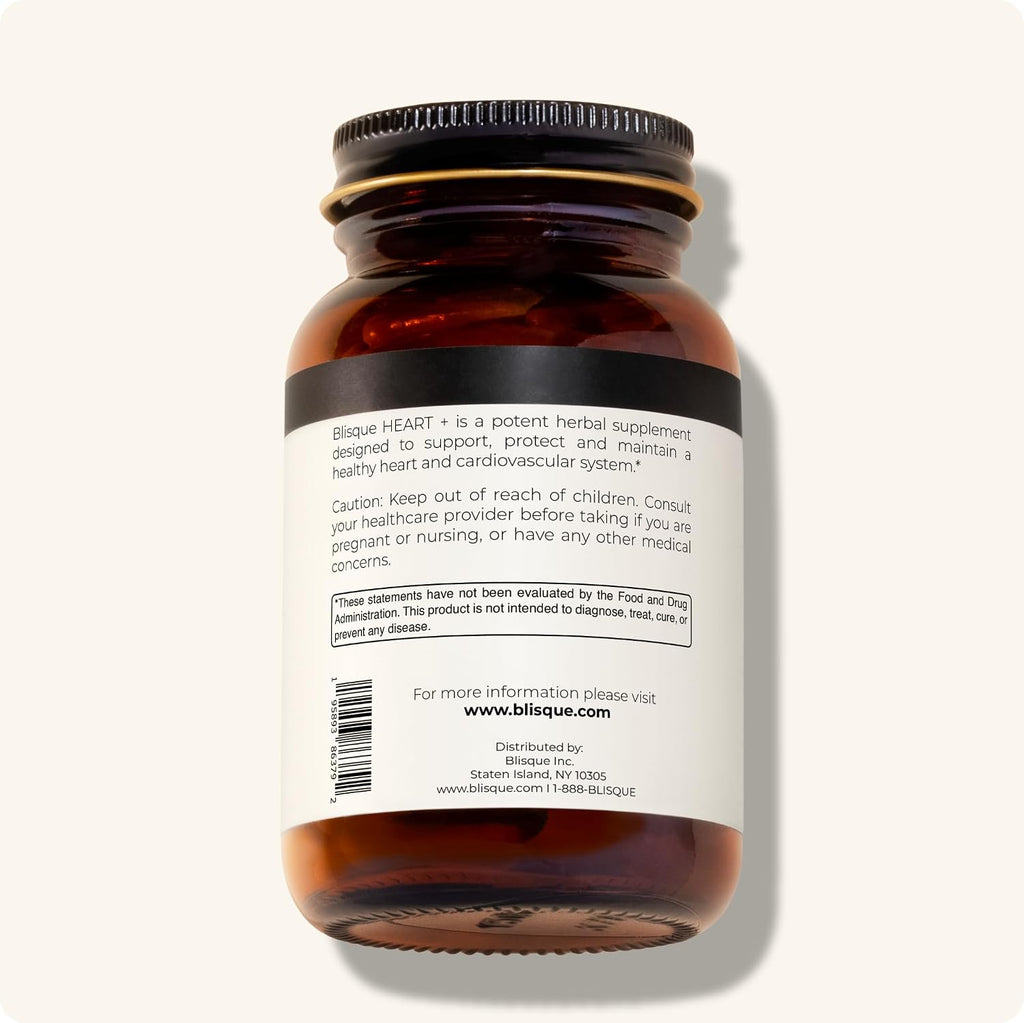 Blisque Heart+ – Apoyo Natural para la Presión Arterial y Salud Cardiovascular | Coenzima Q10, Espino Blanco, Remolacha, Cúrcuma | 90 Cápsulas