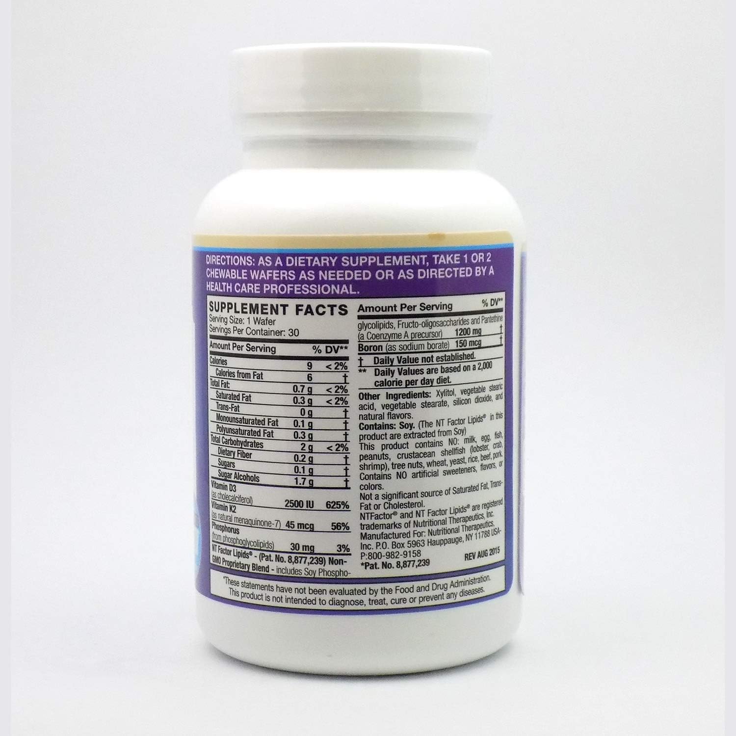 Nutritional Therapeutics D3/K2 con NT Factor - 30 Wafers Sabor Vainilla