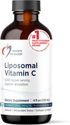 Designs for Health Liposomal Vitamin C Líquido - 1000mg de Vitamina C - Liposomas de Lecitina de Girasol - Sabor Limón (24 porciones / 118ml)