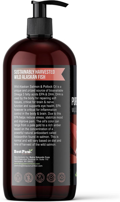 Aceite de Salmón Salvaje de Alaska para Perros | Omega 3 Líquido con Dosificador | Alto Contenido de EPA y DHA | 946 ml – Image 3