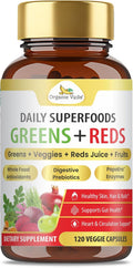 Organic Veda Mezcla de Superalimentos Verdes, Rojos, Frutas y Verduras - 120 Cápsulas