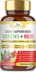 Organic Veda Mezcla de Superalimentos Verdes, Rojos, Frutas y Verduras - 120 Cápsulas