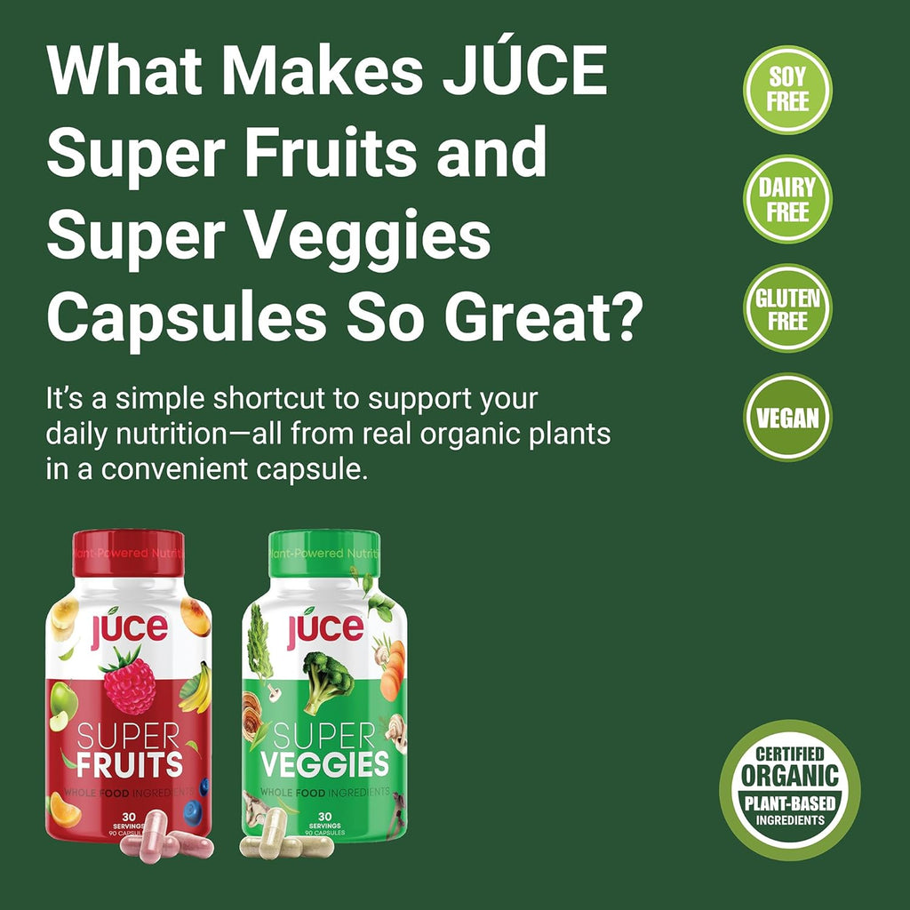 Juce Original Formula - Complemento Orgánico de Superfrutas y Verduras - 23 Frutas y 23 Verduras - 180 Cápsulas - Terra Kai Organics