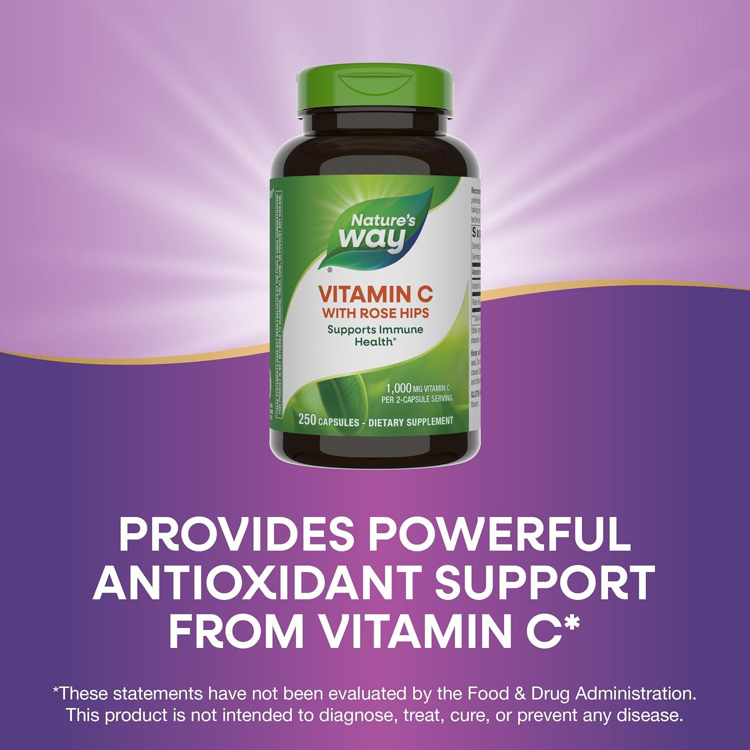 Nature's Way Vitamina C con Escaramujo - Alta Potencia - 250 Cápsulas (2 Envases)