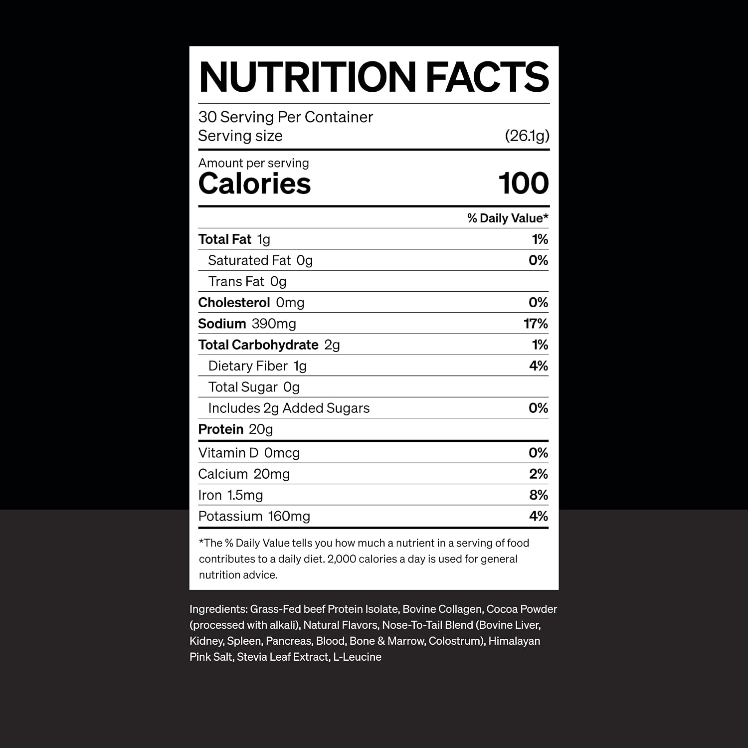 Noble All-in-One Proteína de Chocolate, 21g Proteína de Ternera Alimentada con Pasto y Colágeno, Mezcla de Órganos y Calostro, Sin Suero, Sin Aceites, Sin Carbohidratos, 30 Porciones (794g)