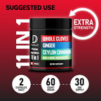 DEDICAD 11in1 Cloves Supplement with Ginger, Ceylon Cinnamon and 8 Other More - Digestive, Immune System, Mood Support - 60 Capsules - 30 Days Supply