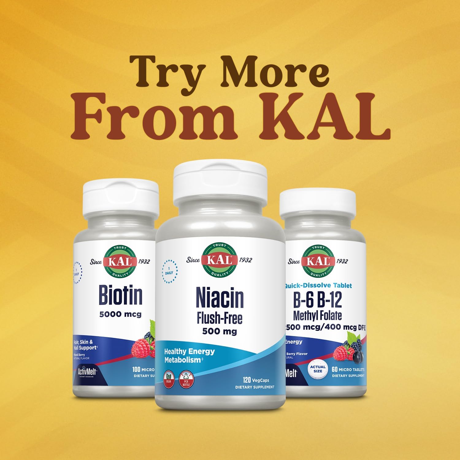 KAL Vitaminas B-6 B-12 Metil Folato ActivMelt - 60 comprimidos sublinguales