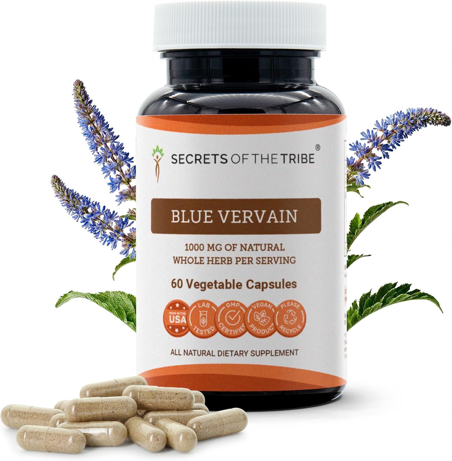 Secrets of the Tribe Blue Vervain 120 Cápsulas, 1000 mg