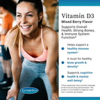 EuroMedica Vitamina D3, Bayas Mixtas - 90 Comprimidos Masticables - 5000 UI