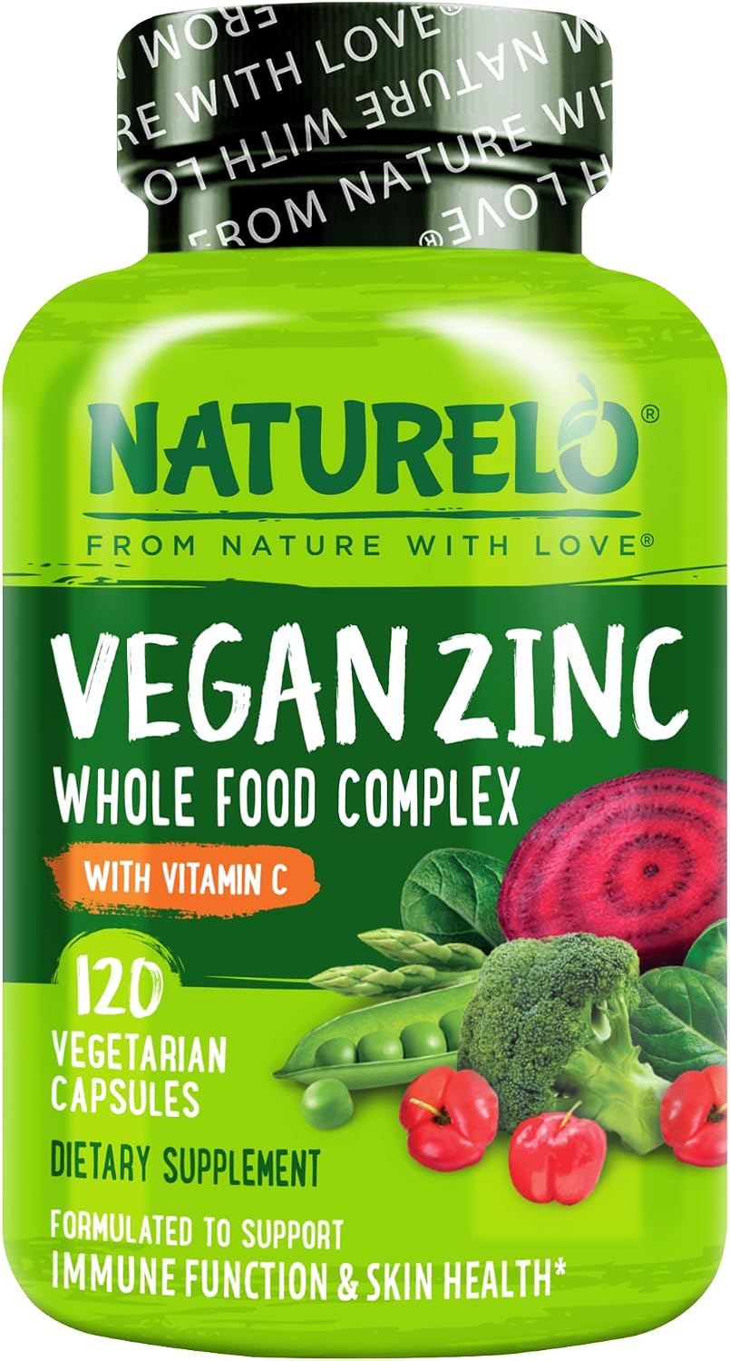 NATURELO Zinc y Vitamina C Complejo Vegano - 120 Cápsulas