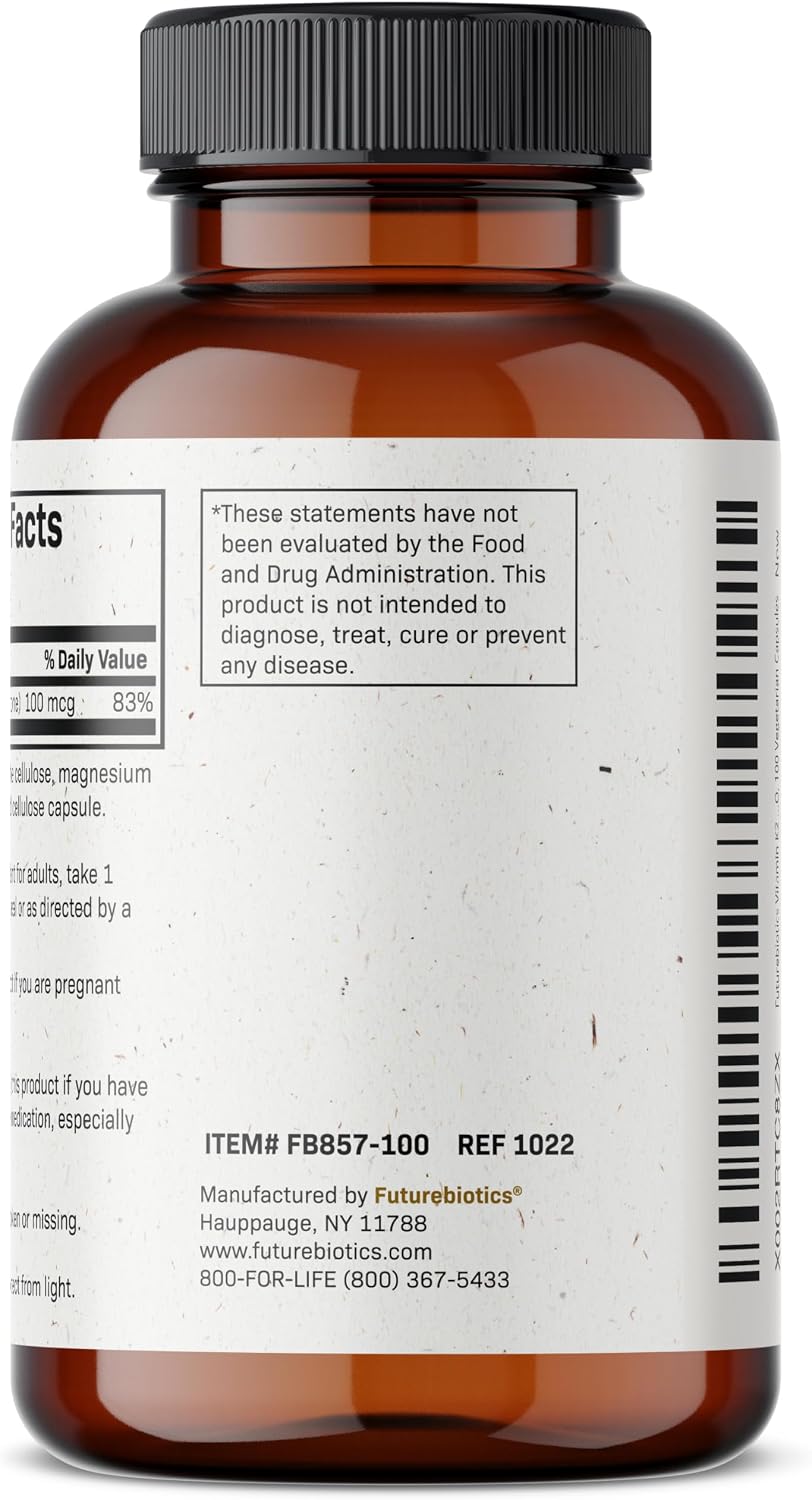 Futurebiotics Vitamina K2 como MK-7 100 mcg, 100 Cápsulas Vegetales