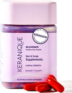 Keranique Suplementos para Cabello y Cuero Cabelludo con Biotina, Vitaminas B y Nutrientes Esenciales