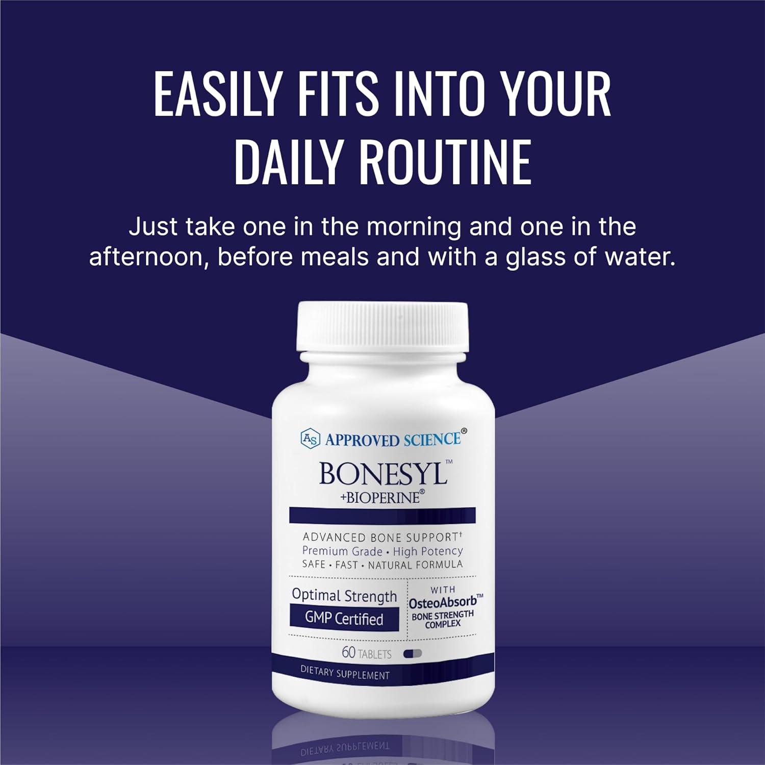 Approved Science Bonesyl, 60 Comprimidos - Complejo de Calcio, K2 y Magnesio para la Salud Ósea