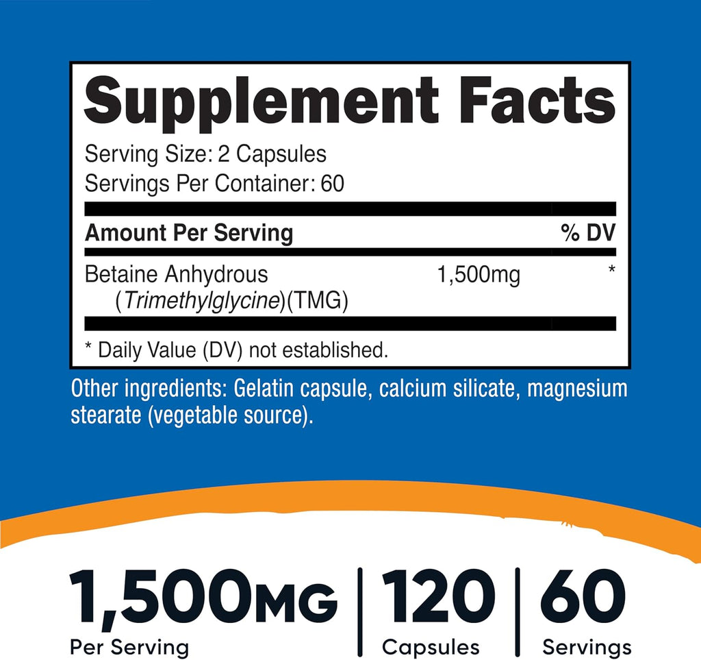 Nutricost Betaine Anhydrous 1500mg, 120 Capsules