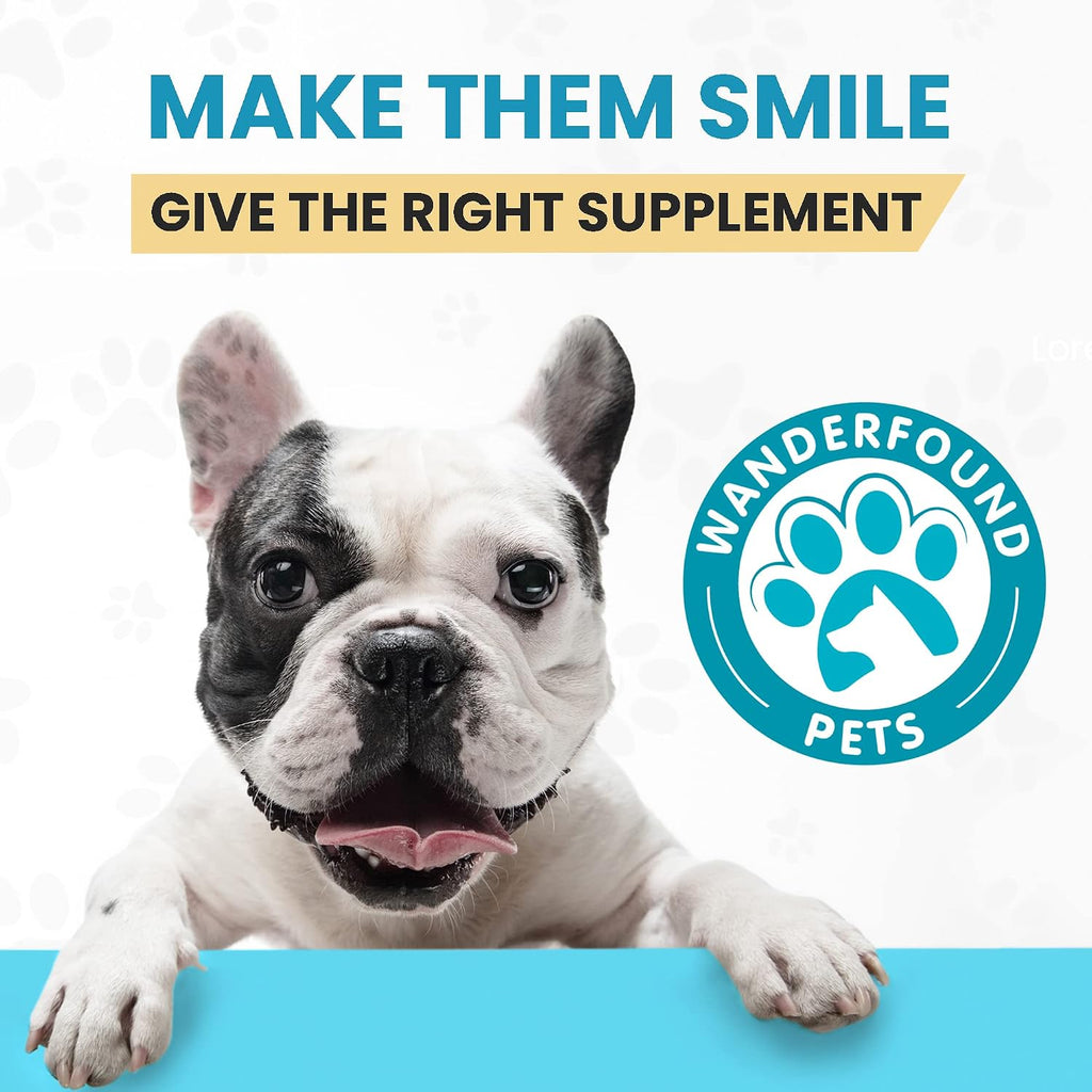 Wanderfound Pets 10-en-1 Multivitamínico para Perros con Glucosamina, D3 y MSM, Sabor Hígado, 60 Comprimidos