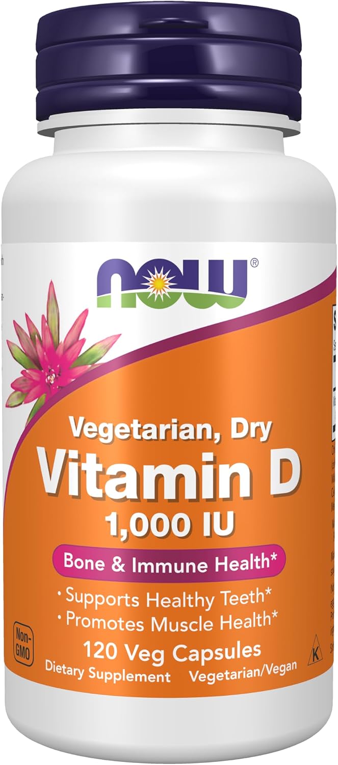 NOW Foods Vitamina D2 1.000 UI – Ergocalciferol – 120 Cápsulas Vegetales