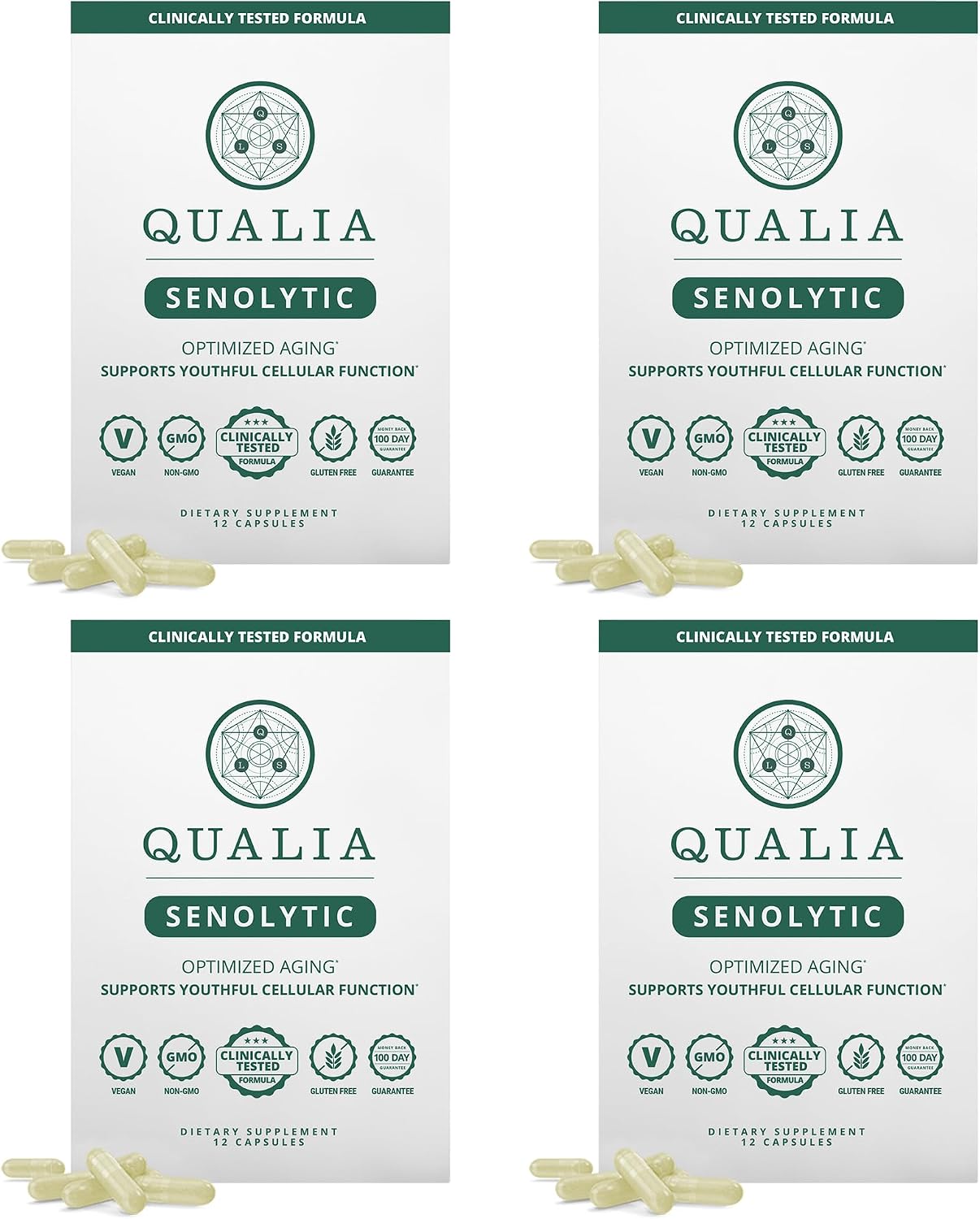 Qualia Senolytic - Suplemento Senolítico con Fisetina, Quercetina y Piperlongumina, 2 Cajas