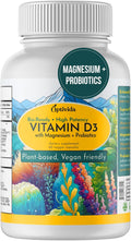OPTIVIDA Vitamina D3 Vegana 4000 UI con Magnesio, Probióticos y Enzimas Digestivas - 60 Cápsulas