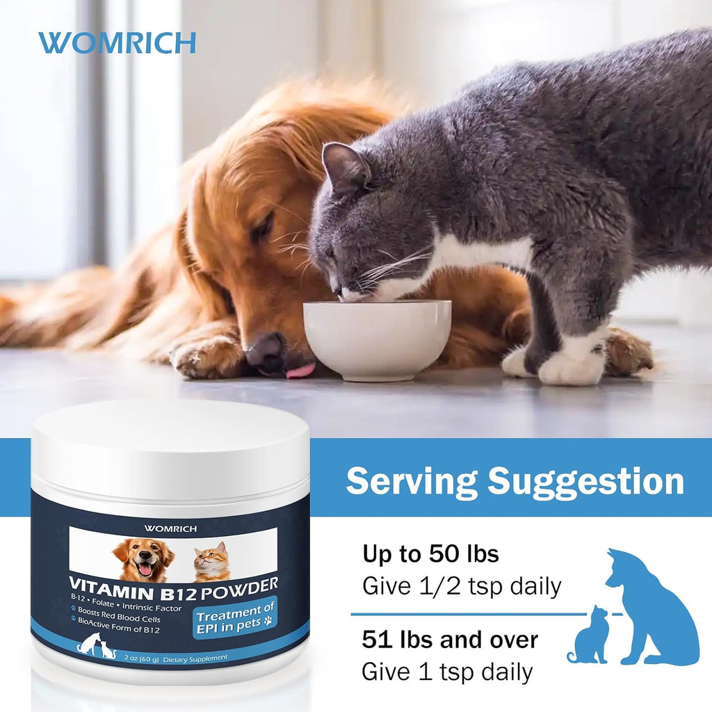 Methylcobalamin B12 en Polvo para Gatos y Perros con Folato y Factor Intrínseco