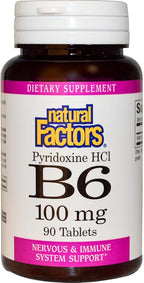 B-6 Piridoxina HCl 100 mg, 90 comprimidos - Natural Factors