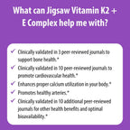Jigsaw Health Complejo de Vitamina K2 + E | Promueve Huesos Saludables | 60 Softgels | 60 Días de Suministro