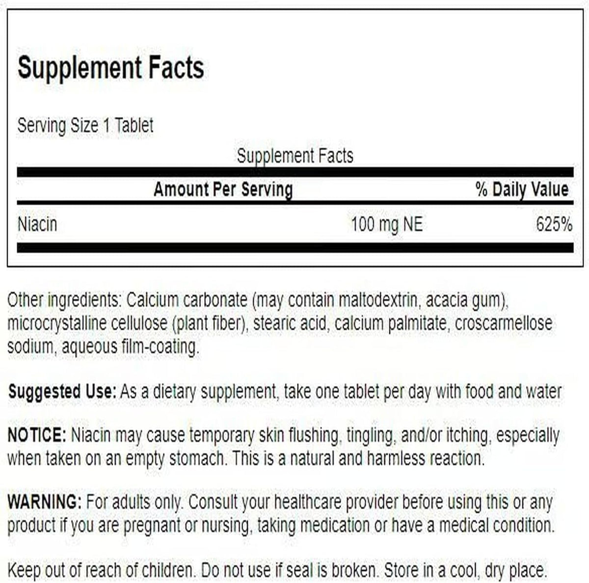 Swanson Niacina (Vitamina B3) 100 mg, 250 Comprimidos – Image 2