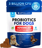 Probióticos para Perros - Apoya la Salud Digestiva, Piel con Picor, Alergias, Inmunidad, Equilibrio de Levaduras - Probióticos y Enzimas Digestivas con Prebióticos - Reduce Diarrea, Gases - 180 Masticables Probióticos para Perros