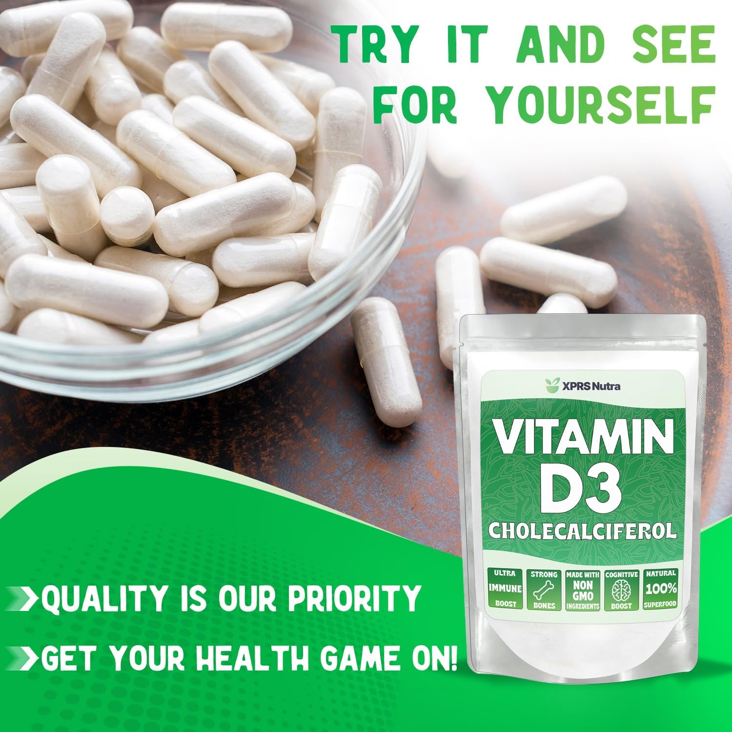 XPRS Nutra Vitamina D3 en Polvo (Colecalciferol) - Sin Sabor - 227 g