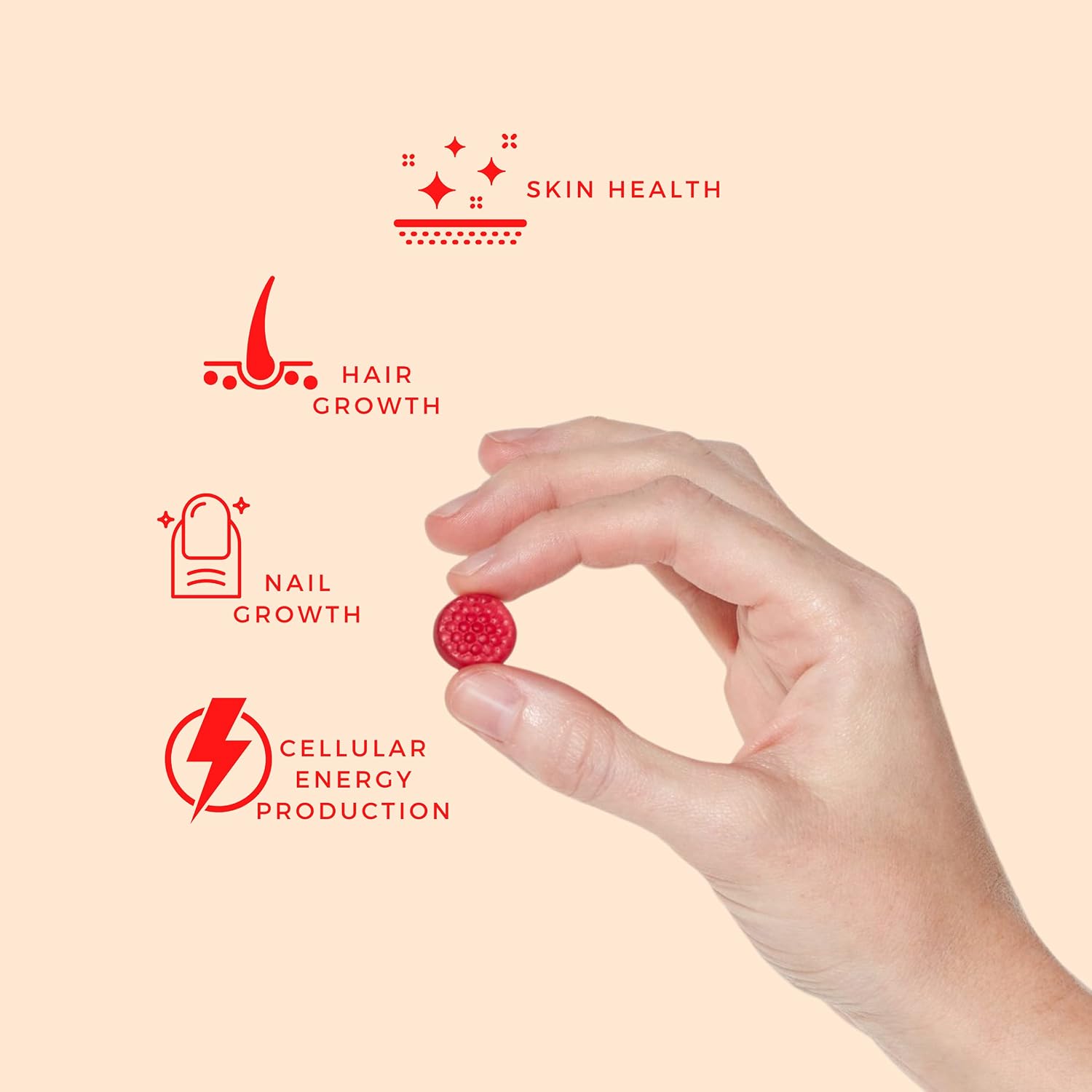 ALFA VITAMINS Gominolas de Biotina 5000mcg - Piel, Cabello y Uñas - 60 Unidades