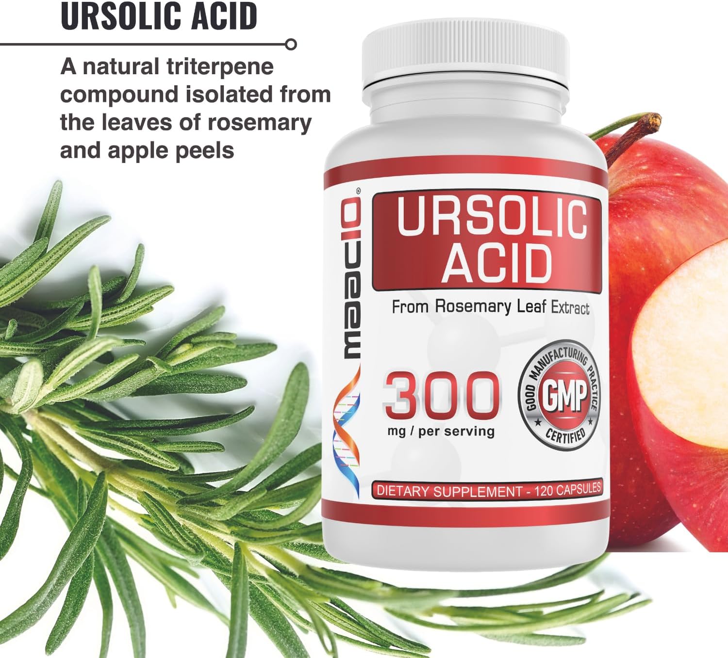 MAAC10 Ácido Ursólico 300 mg - Extracto de Romero - 120 Cápsulas