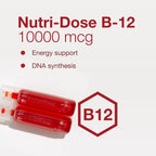 PROTOCOL FOR LIFE BALANCE Nutri-Dose B-12 10000mcg - Vitamina B12 Líquida - para Energía y Sistema Nervioso - con Folato y Biotina - Viales Prácticos