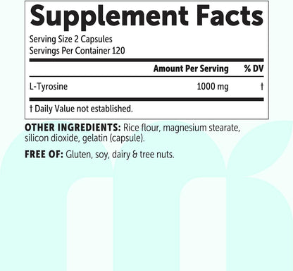 Micro Ingredients L-Tirosina 1000 mg, 240 Cápsulas | Suplemento de Aminoácidos No Transgénico – Image 6