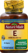 Nature Made Vitamin E 450 mg (1000 IU) dl-Alpha Softgels, 60 Count