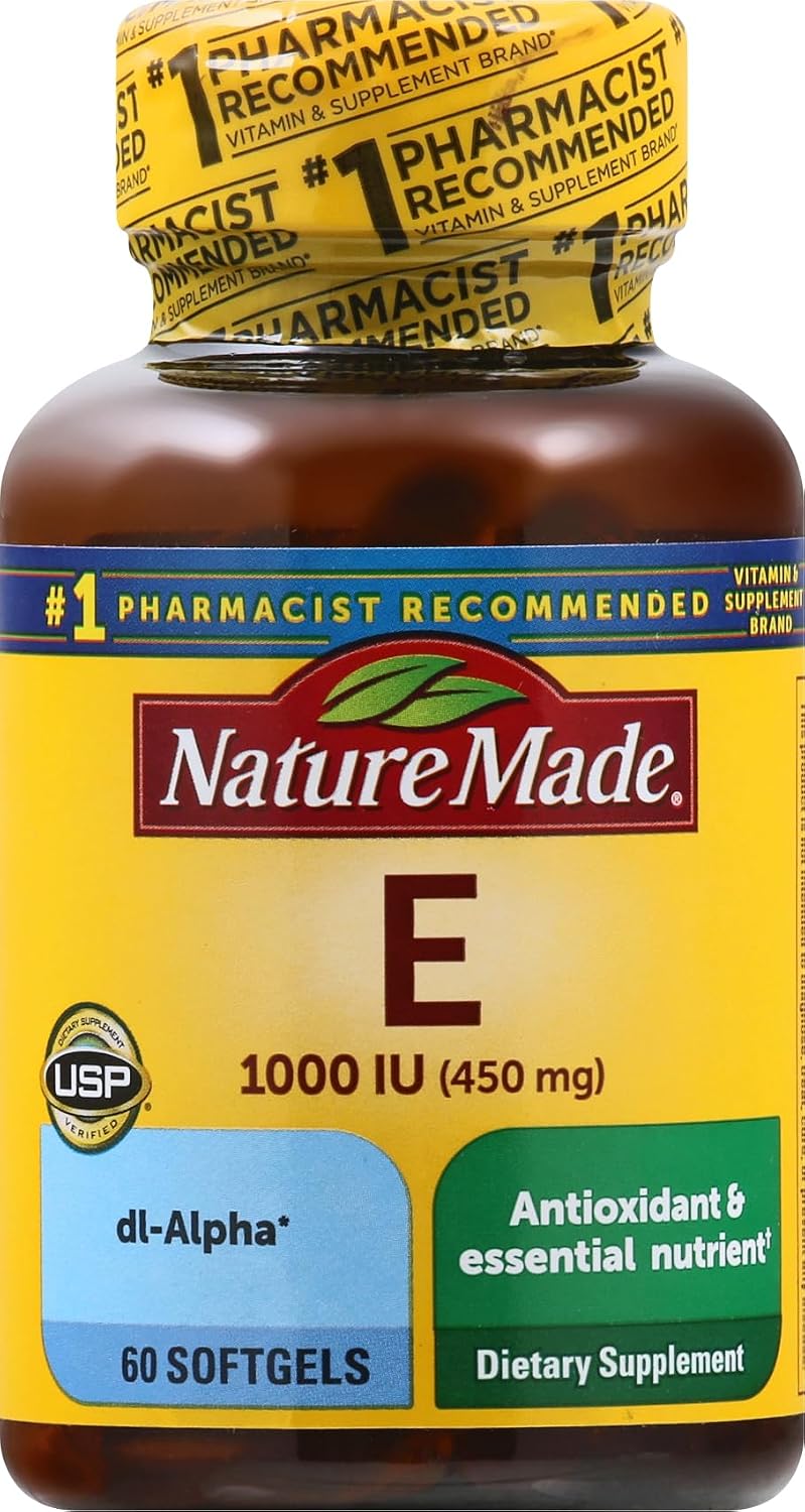 Nature Made Vitamin E 450 mg (1000 IU) dl-Alpha Softgels, 60 Count