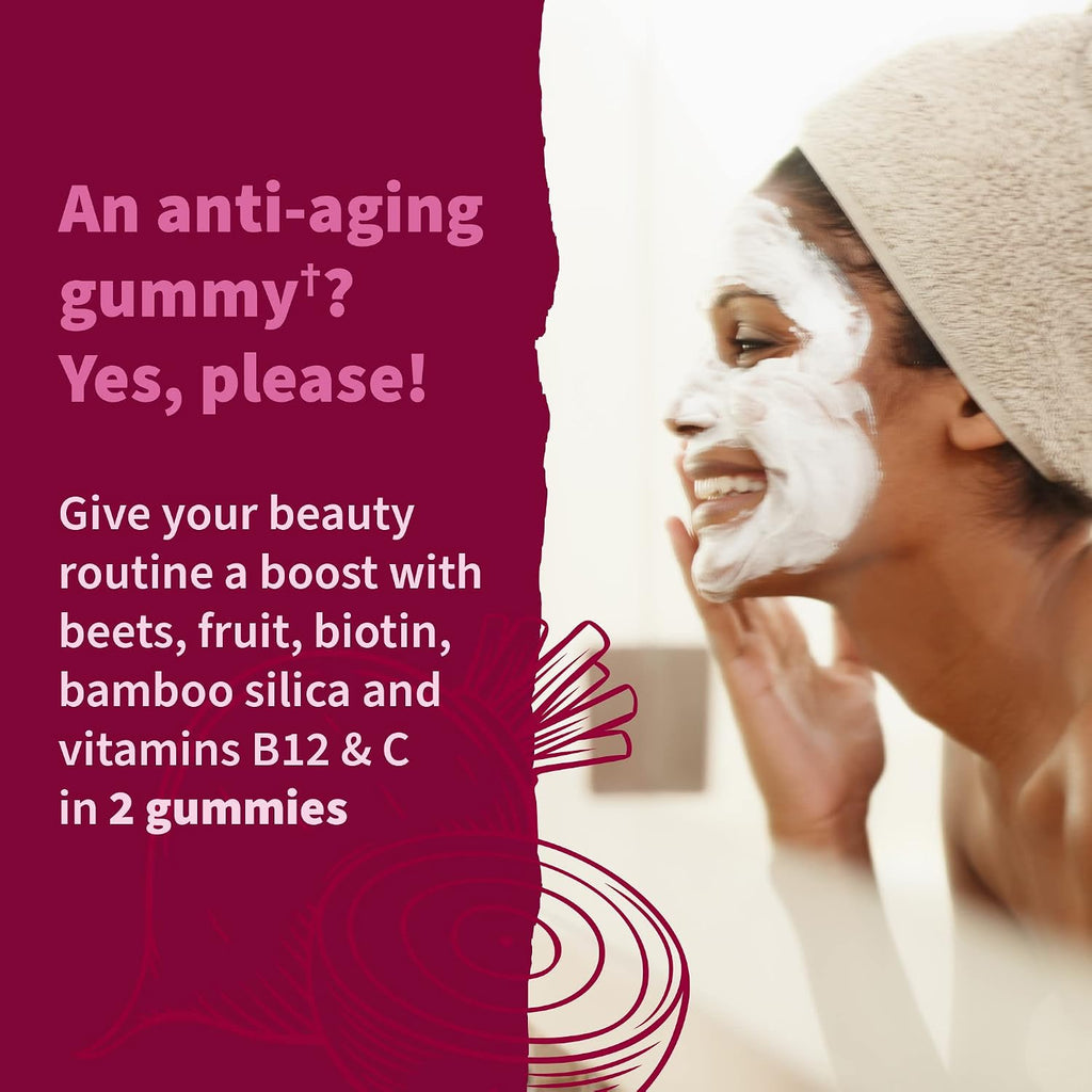 Garden of Life BEETS Beauty Gummies – Gominolas de Biotina para Cabello, Piel y Uñas