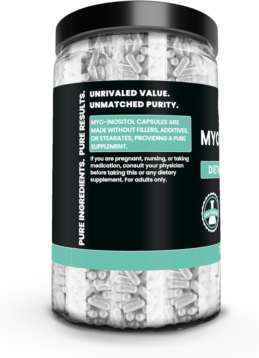 Pure Original Ingredients Myo-Inositol (730 Cápsulas) Sin Magnesio Ni Rellenos de Arroz, Siempre Puro, Verificado en Laboratorio