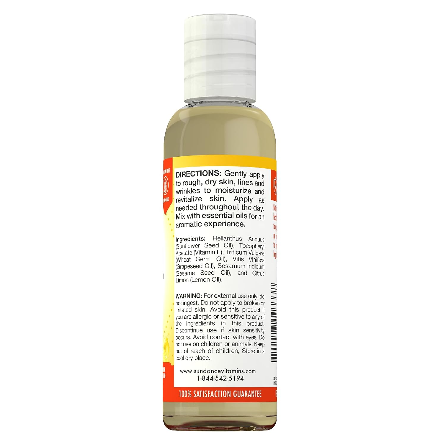 Sundance Aceite de Vitamina E para la Piel - 118 ml (4 fl oz) con Aroma a Limón - Sin OMG y Sin Gluten