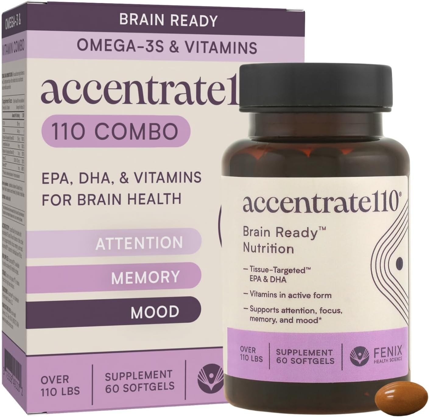 Accentrate Suplemento Cerebral Infantil | Omega-3 + Vitaminas B Metiladas