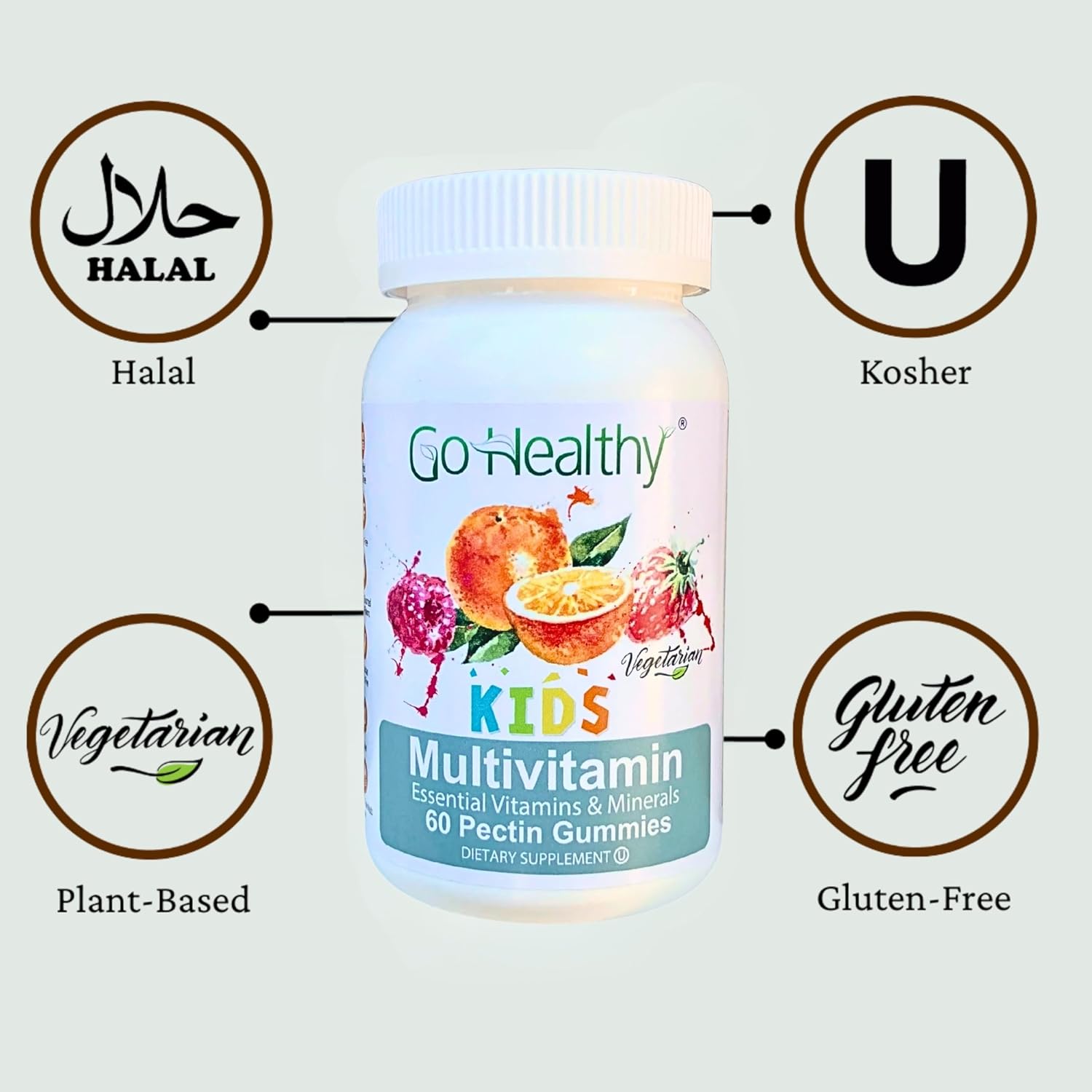 Go Healthy Kids Multivitamin Gummies con Vitamina C, D3 y Zinc – 30-60 porciones