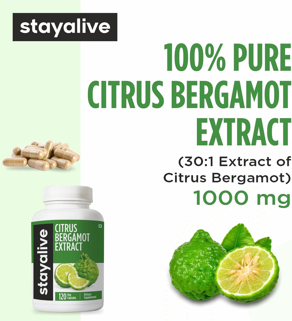 Cápsulas de Citrus Bergamot 1000mg - 30:1 Super Extracto con 50% Flavanones Polifenólicos - 120 Cápsulas para Mujeres y Hombres | No OGM, Sin Gluten