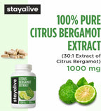 Cápsulas de Citrus Bergamot 1000mg - 30:1 Super Extracto con 50% Flavanones Polifenólicos - 120 Cápsulas para Mujeres y Hombres | No OGM, Sin Gluten