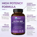 Vitamin World Ultra 360 Multivitamínico para Mujeres con Colágeno y Hierbas - 180 Comprimidos