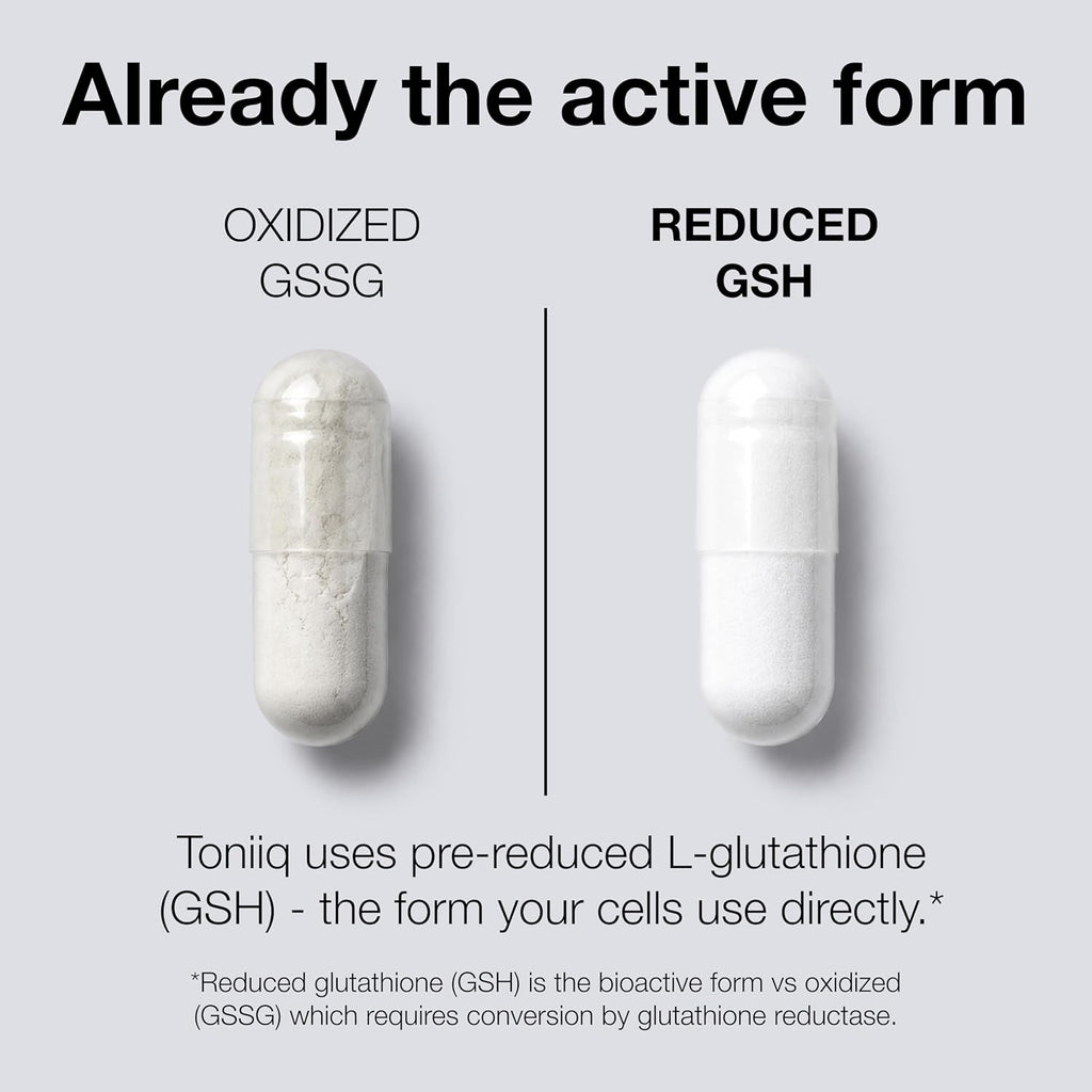 Toniiq Glutatión 1000mg - 120 Cápsulas - Alta Pureza 98%+