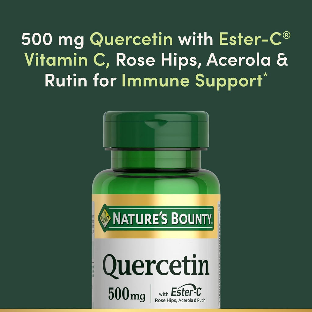 Nature's Bounty Quercetin 500 mg con Vitamina C, Escaramujo y Rutina, 60 comprimidos