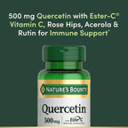 Nature's Bounty Quercetin 500 mg con Vitamina C, Escaramujo y Rutina, 60 comprimidos