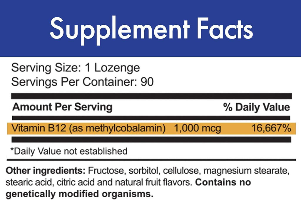 Pastillas MAX-B12 1000 mcg - Vitamina B12 Metilcobalamina - Stop Aging Now